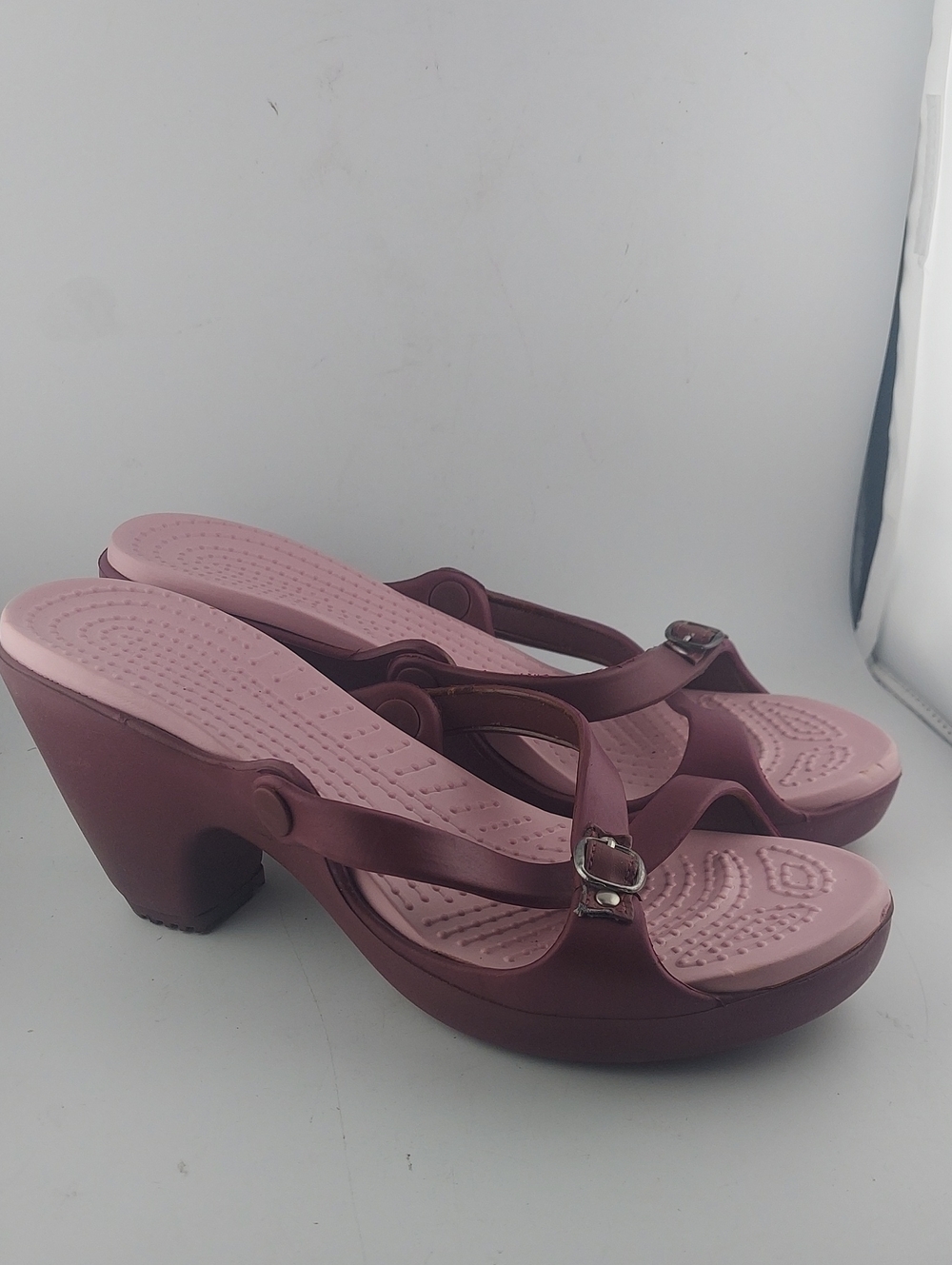 Women's Maroon Pink Platform Heeled Sandals